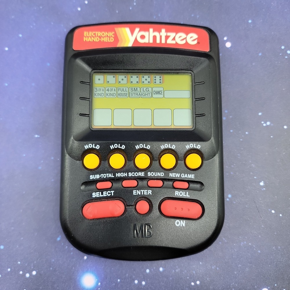 Yahtzee Electronic Handheld Game 1995 Black MB Milton Bradley 4511 TESTED